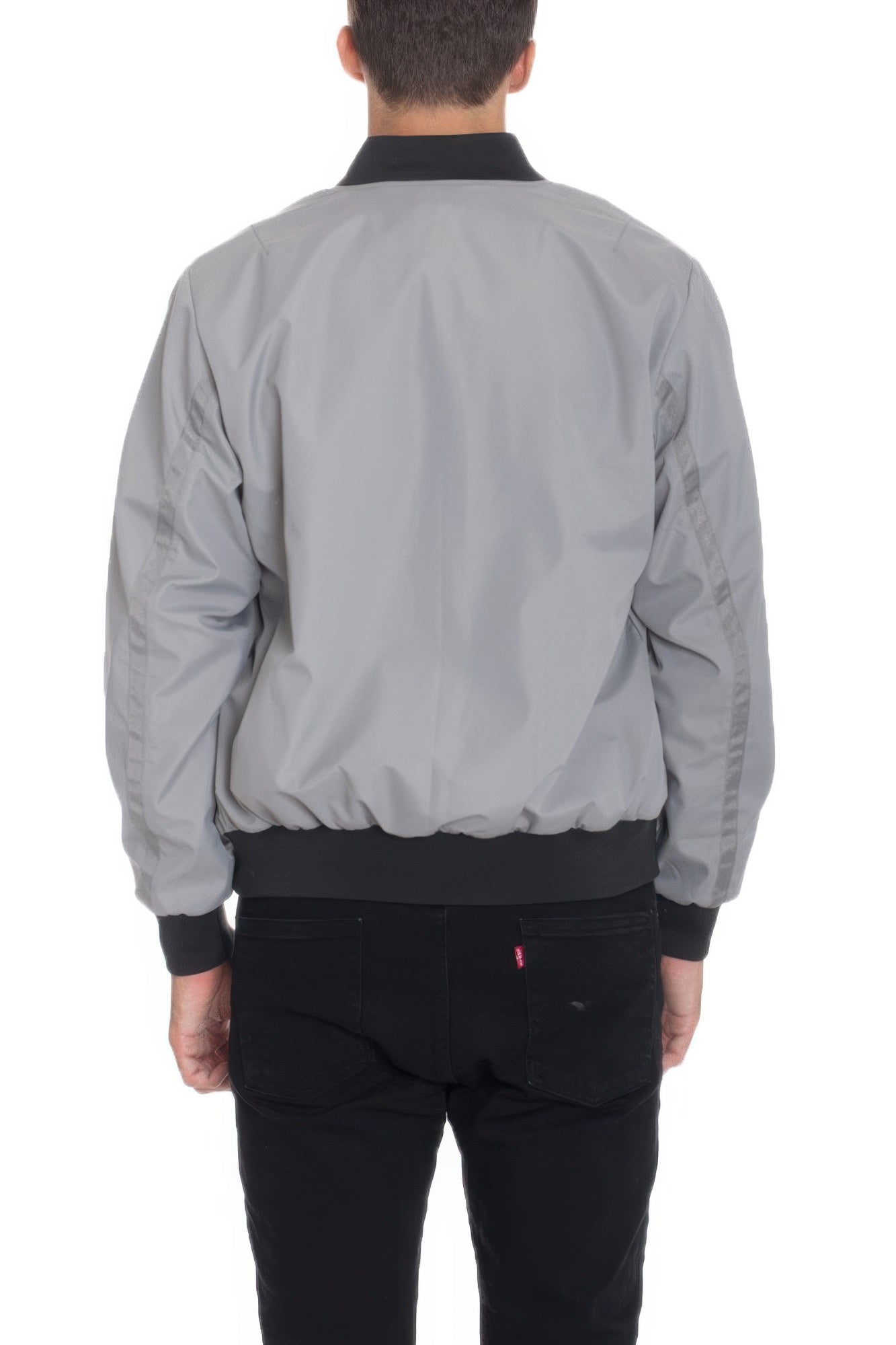 Golden Heir lightweight windbreaker jacket in black, shown on a model with a hood and full front zipper.