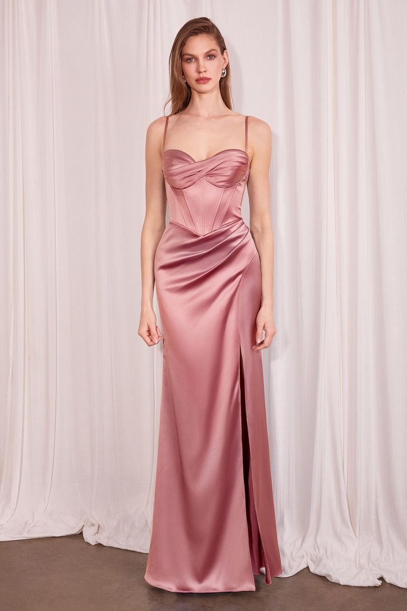 Tux-USA fitted nightgown with sweetheart neckline, thin straps, in rosewood color, displayed on a mannequin.